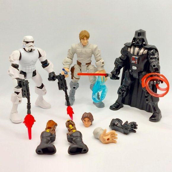 Hero Mashers - Star wars Lot of 3 Darth Vader, Luke, Storm Trooper Hasbro Disney - Picture 1 of 9